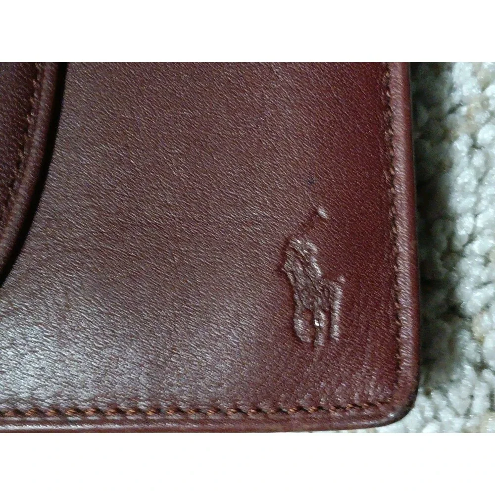 Vintage Polo By Ralph Lauren Tartan Plaid With Brown Leather Long Wallet GUC